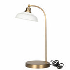 Lampe à poser en métal émaillé blanc avec abat-jour, style campagne chic et maison de charme