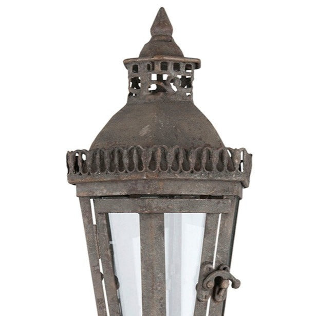 Lanterne vintage en métal et verre