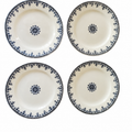 Lot de 4 assiettes anciennes Terre de Fer H.B & Cie modèle Gagny à décor floral bleu