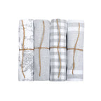 Lot de 4 torchons de cuisine en textile recyclé blanc et gris clair (50 x 70 cm)
