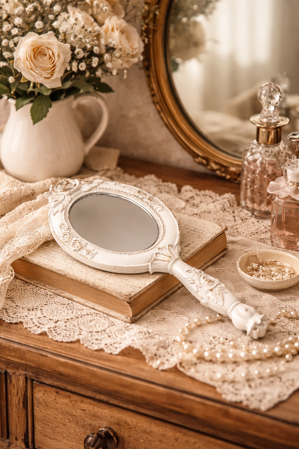 Miroir à main décoratif style maison de charme et campagne chic - Clayre & Eef - Maison Ysance