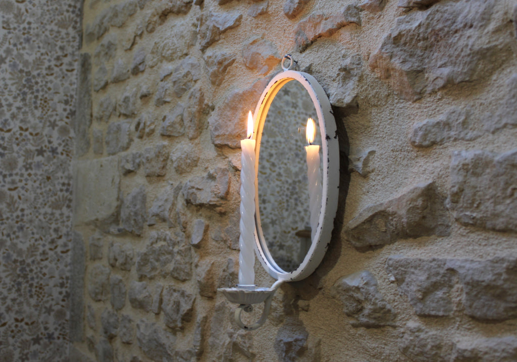 Joli miroir mural avec support bougie pour une ambiance chaleureuse  - campagne chic et maison de famille - Clayre & Eef - Maison Ysance 