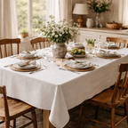 Nappe à rayures gris et blanc campagne chic maison de caractère