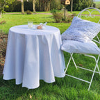Nappe de table ronde gris et blanc pour cuisine ou salle à manger style maison de charme