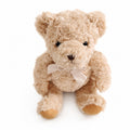 Ours en peluche garçon beige foncé noisette avec nœud blanc cassé, peluche décorative pleine de douceur.