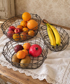 Lot de 3 paniers ovales en métal grillagé esprit campagne chic