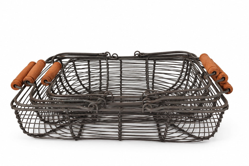 Set of 3 rectangular metal baskets
