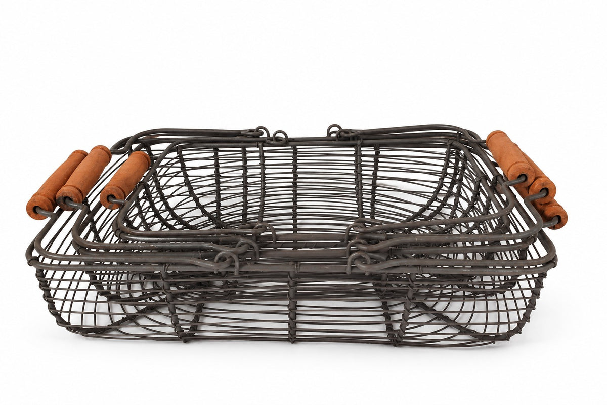 Set of 3 rectangular metal baskets
