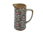joli pichet décoratif gris à motif fleurs pour une décoration campagne chic et maison de charme - Clayre & Eef - Maison Ysance