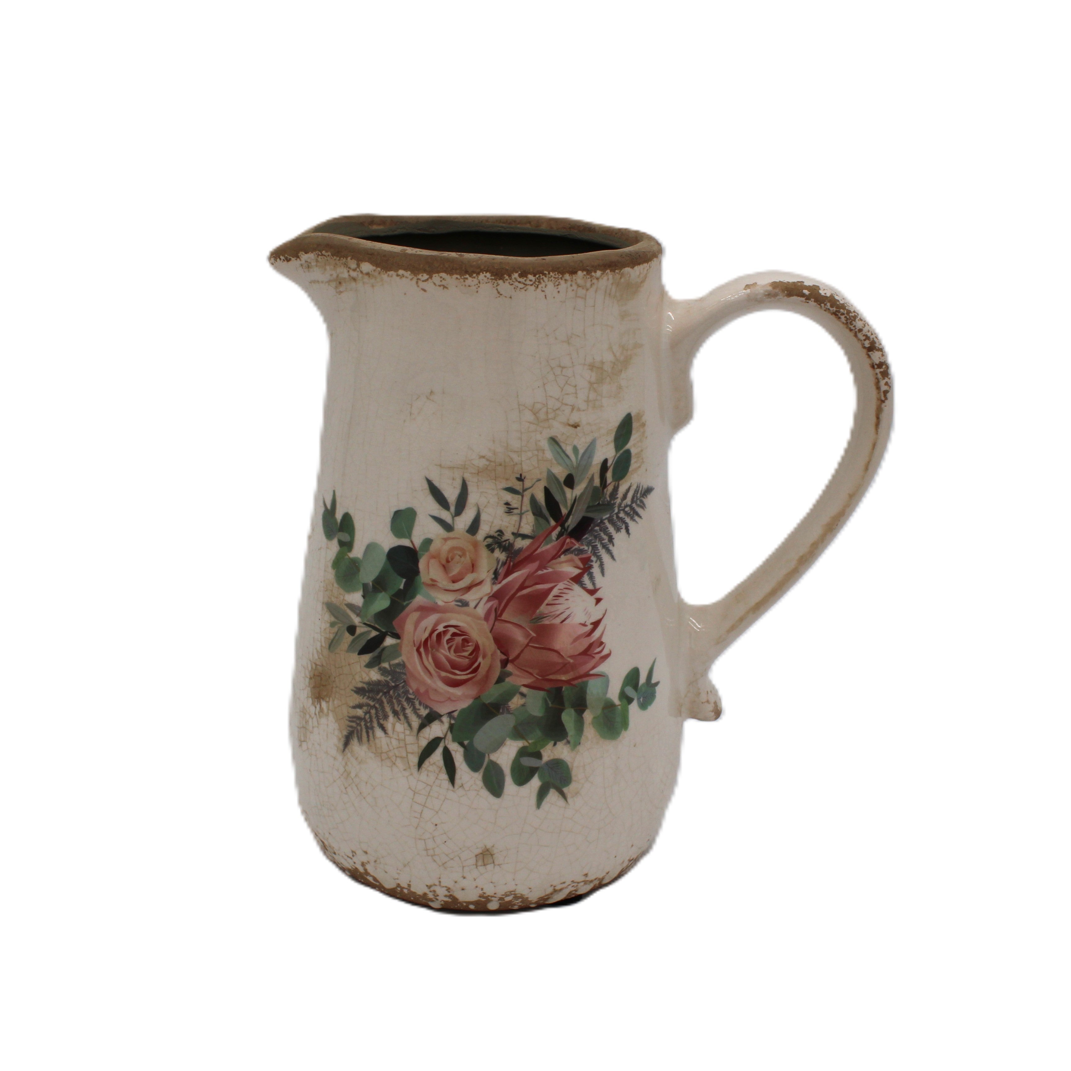 joli pichet décoratif à motif fleurs pour une décoration campagne chic et maison de charme - Clayre & Eef - Maison Ysance