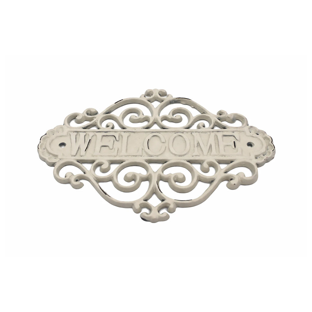 plaque de décoration murale welcome en fonte - campagne chic -Maison Ysance 