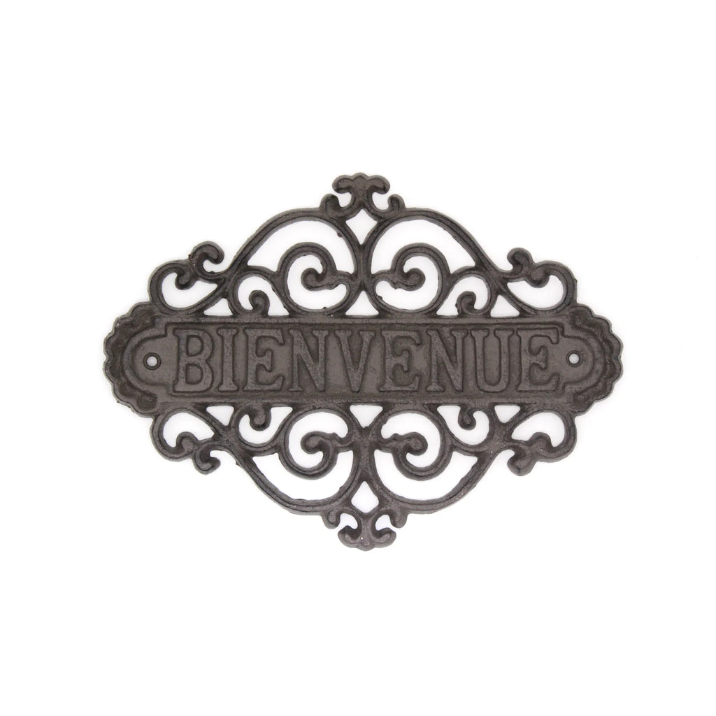 plaque murale décorative bienvenue en fonte pour uen esprit maison de famille , campagne chic - Comptoir de famille - Maison Ysance 