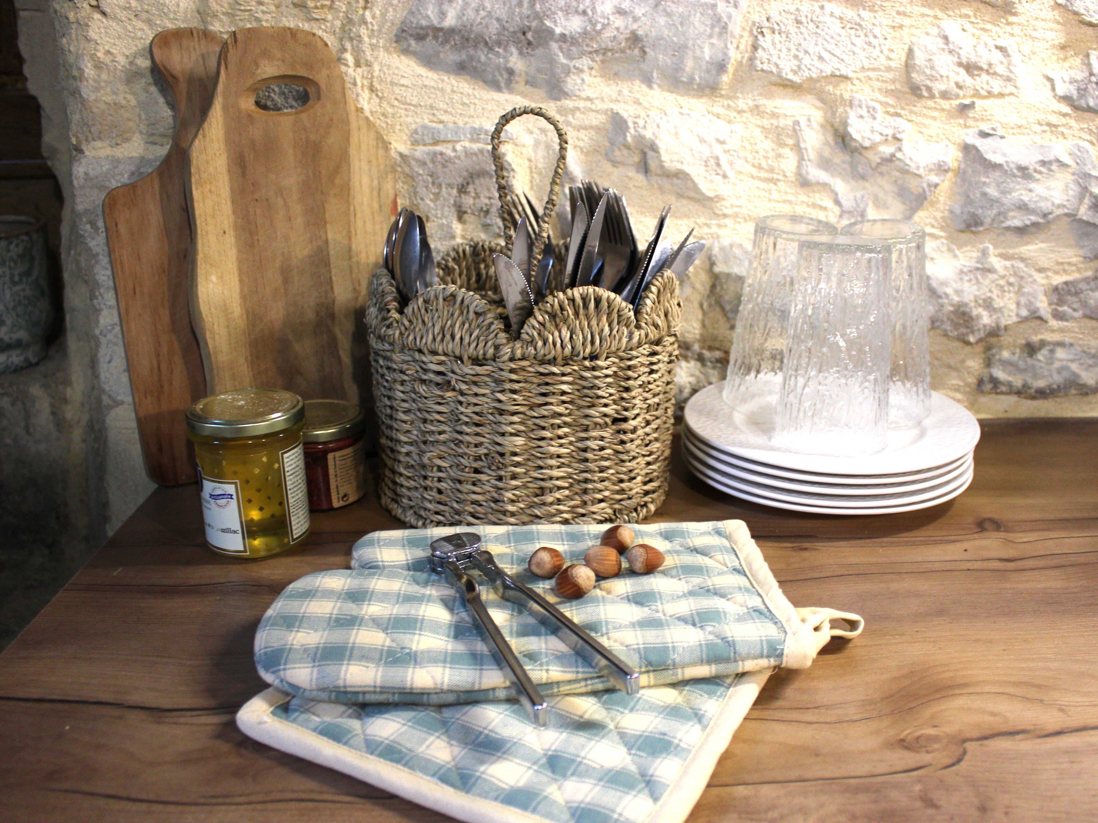 panier range couverts 4 compartiments  en jonc de mer - esprit campagne chic et maison de famille - Comptoir de Famille - Maison Ysance