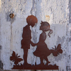 jolie sculpture en métal  avec un motif enfants pour une décoration du jardin campagne chic et maison de charme - Clayre & Eef - Maison Ysance