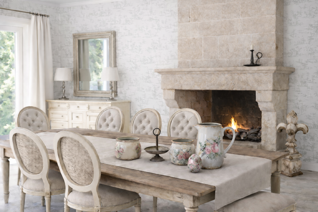 Magnifique sculpture  fleur de lys en céramique - idéal décoration campagne chic -maison de caractère -Clayre & Eef- Maison Ysance 