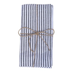 Serviette de table gris foncé et blanc rayée 45x45 en textile recyclé style campagne chic