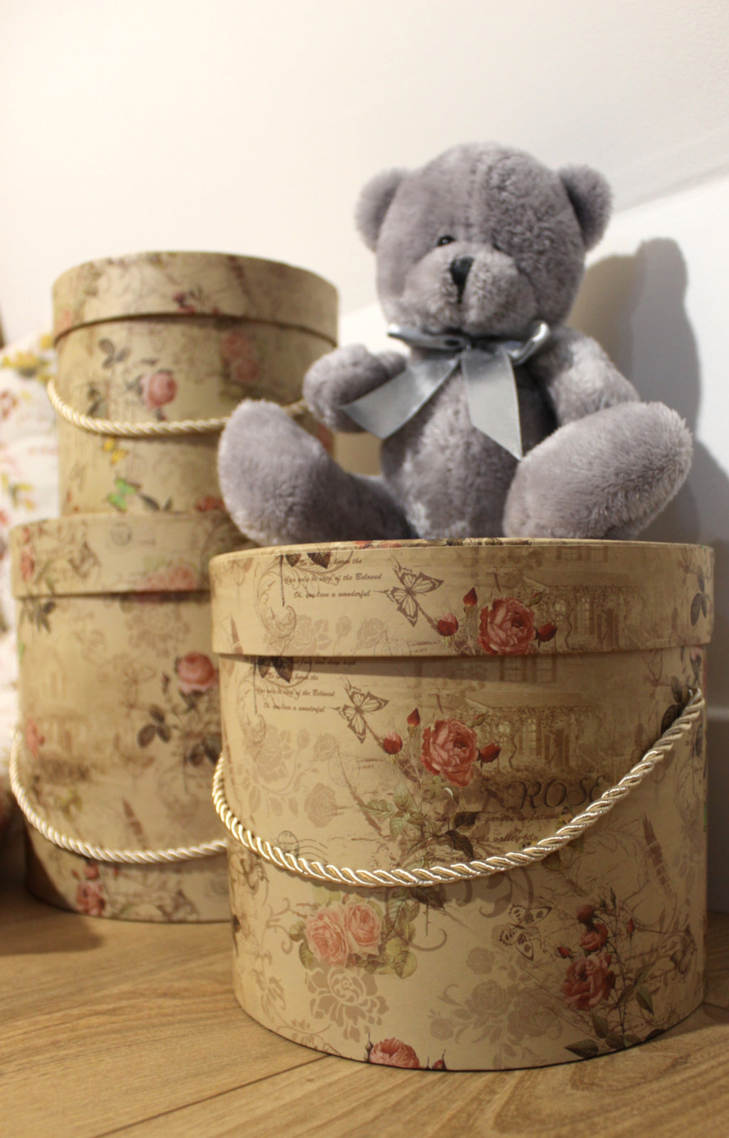 set de boites rondes décor roses  campagne chic - Clayre & Eef - Maison Ysance