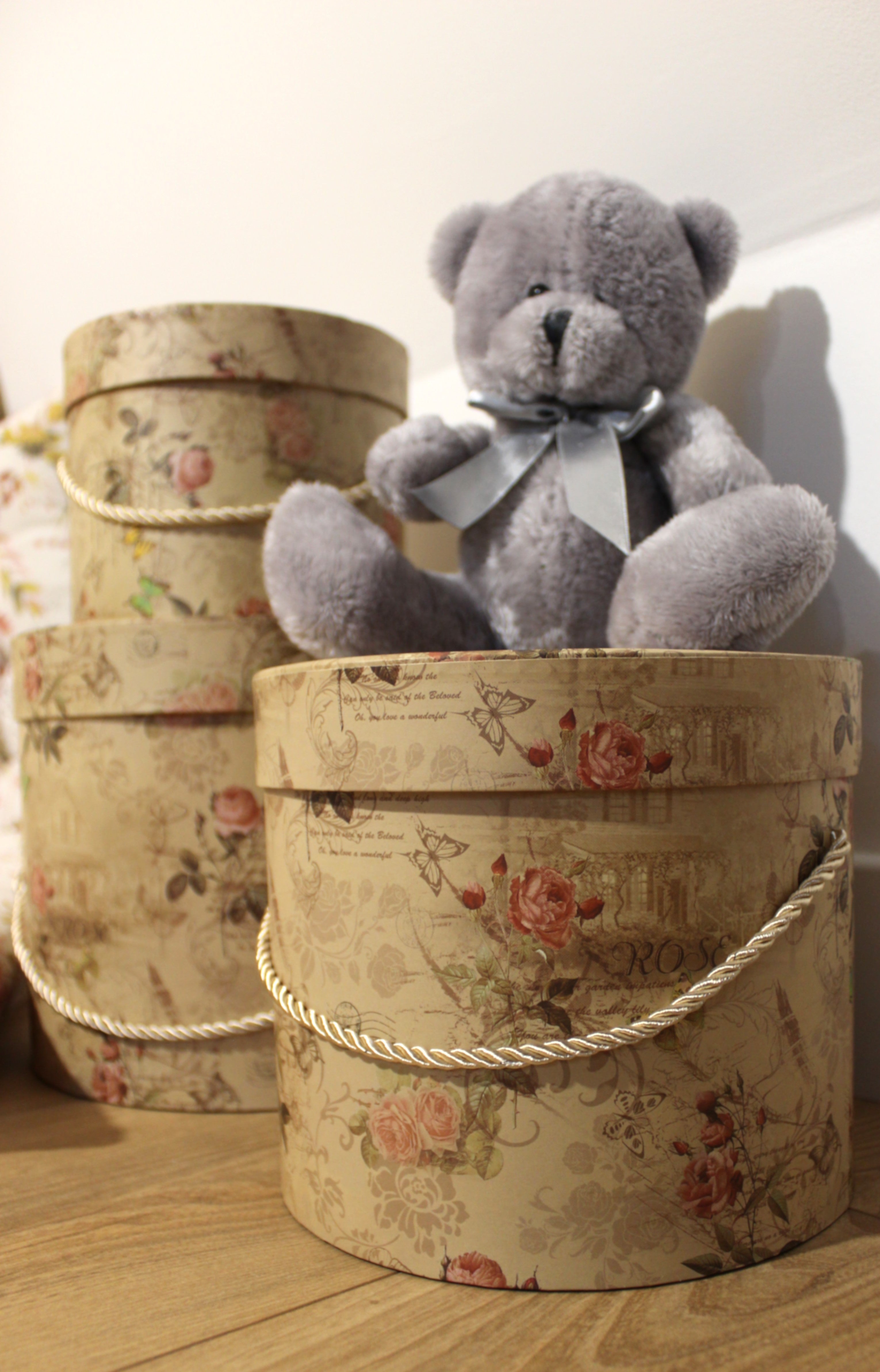 set de boites rondes décor roses  campagne chic - Clayre & Eef - Maison Ysance