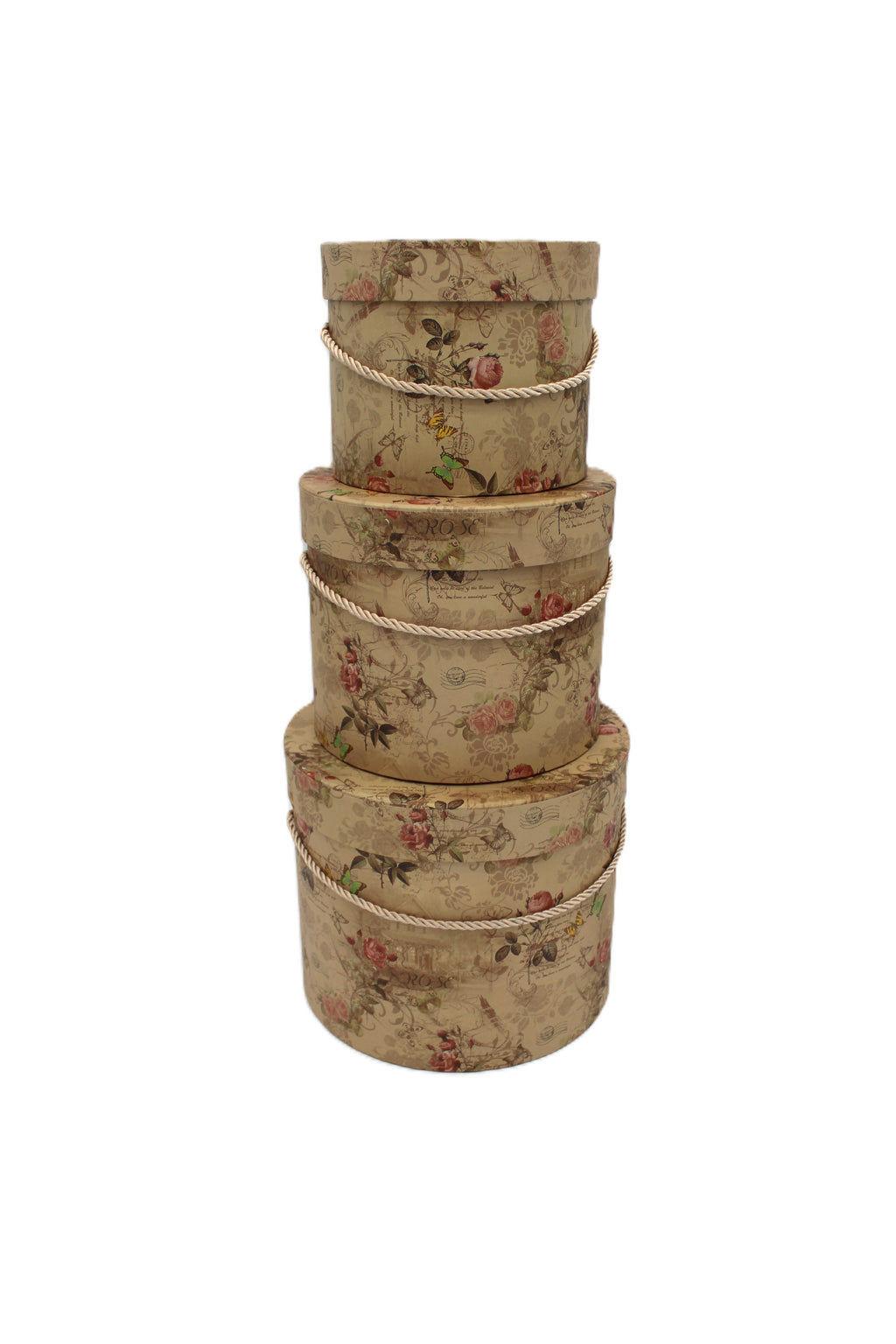 set de boites rondes décor roses  campagne chic - Clayre & Eef - Maison Ysance