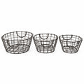 Set de trois paniers en métal filaire ovale.