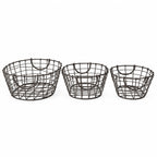 Set de trois paniers en métal filaire ovale.