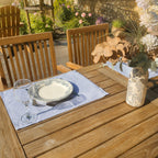 Set de table bleu et blanc pour décoration de table maison de charme et campagne chic
