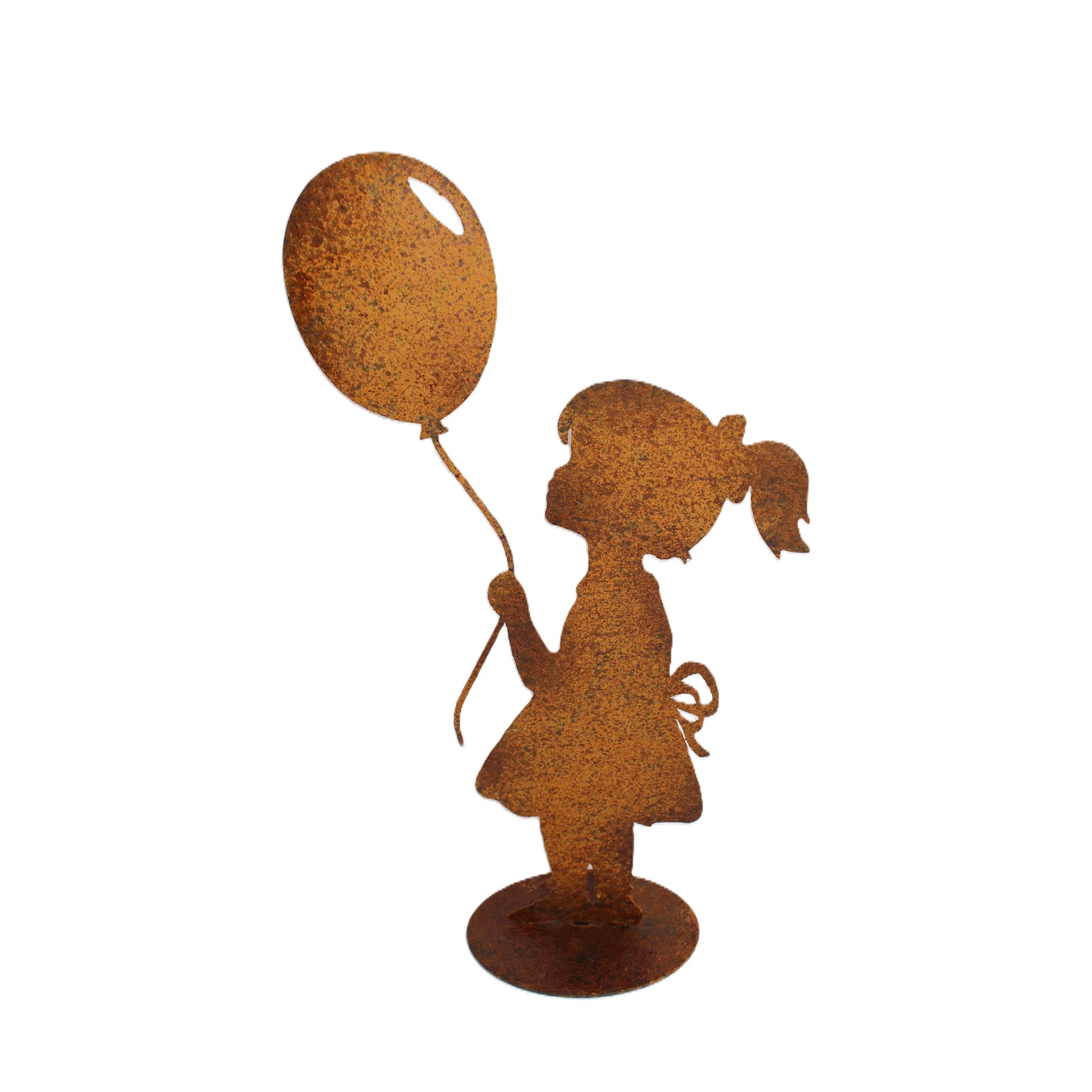 Silhouette petite fille aux ballons métal corten marron campagne chic - Clayre and Eef - Maison Ysance 