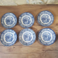 Lot de 6 soucoupes anciennes anglaises bleu et blanc en faïence Liberty Blue style cottage anglais