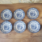 Lot de 6 soucoupes anciennes anglaises bleu et blanc en faïence Liberty Blue style cottage anglais