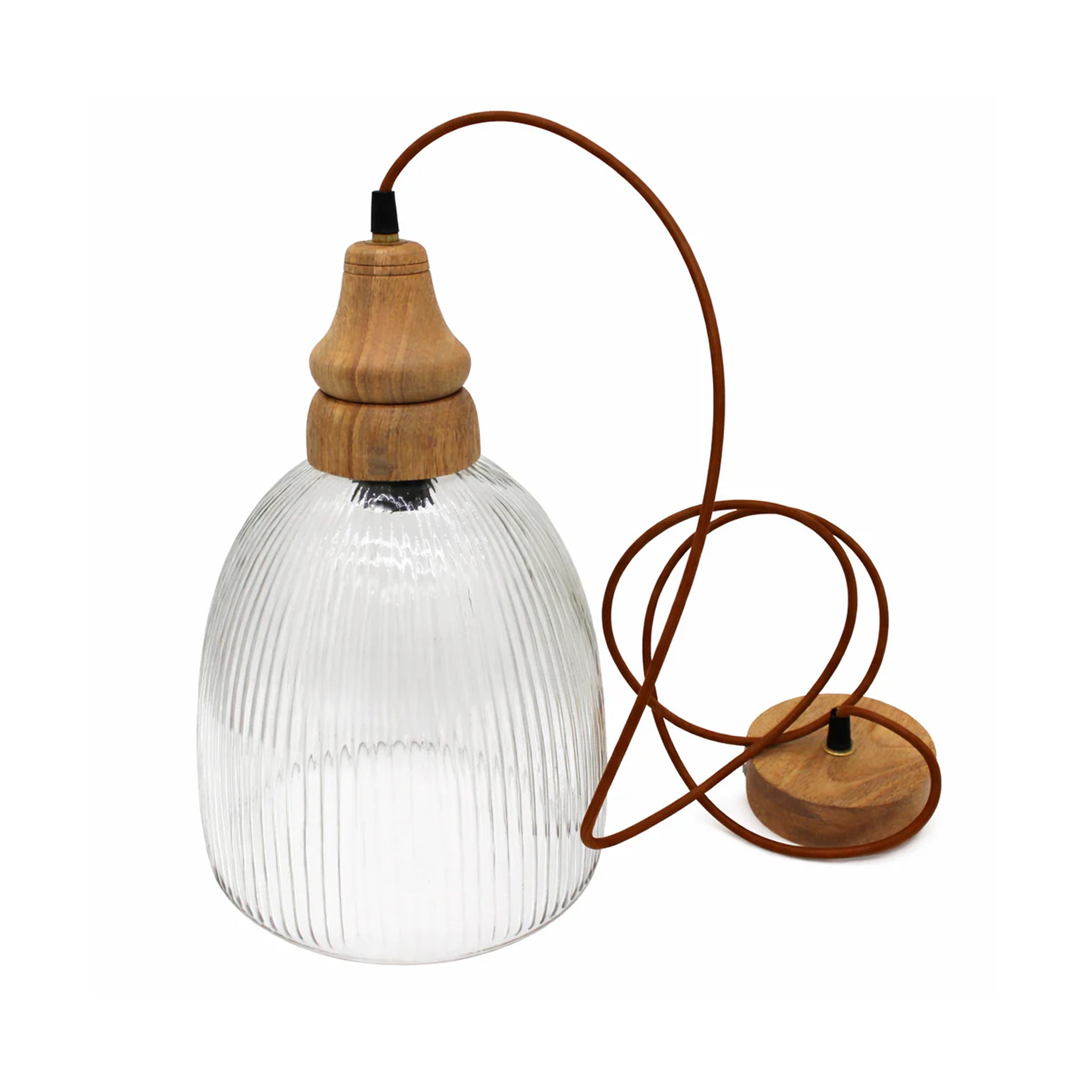 Magnifique luminaire à suspendre en verre et bois pour un style campagne chic et maison de caractère - Chic Antique - Maison Ysance