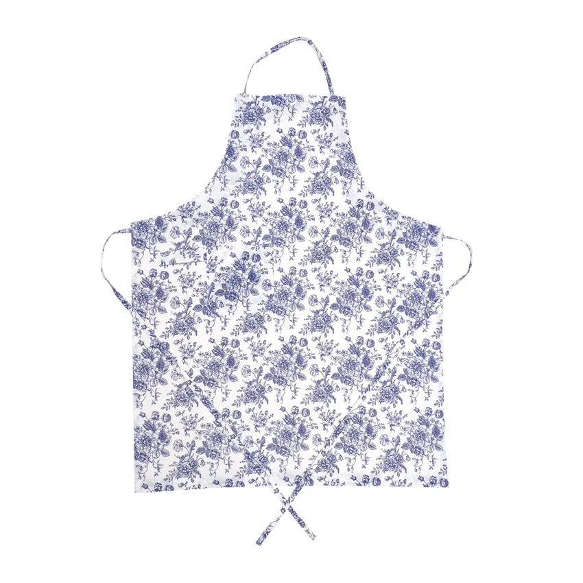 Tablier adulte blanc et bleu style campagne chic et maison de famille