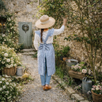 tablier farmhouse bleu et blanc