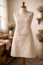 joli tablier chambray naturel - esprit campagne chic et maison de famille - Comptoir de Famille - Maison Ysance