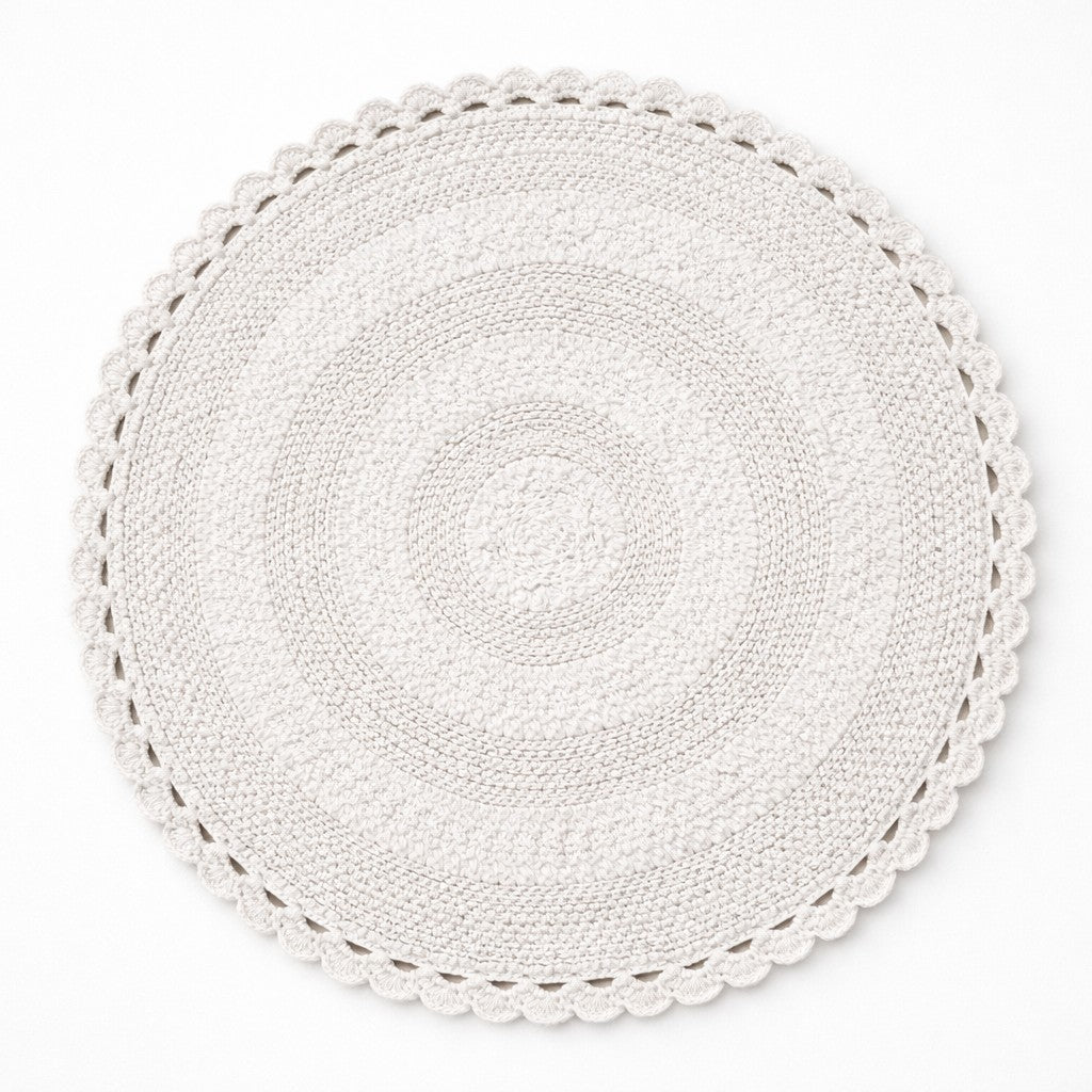 Tapis de bain rond blanc réversible pour salle de bain cocooning et élégante
