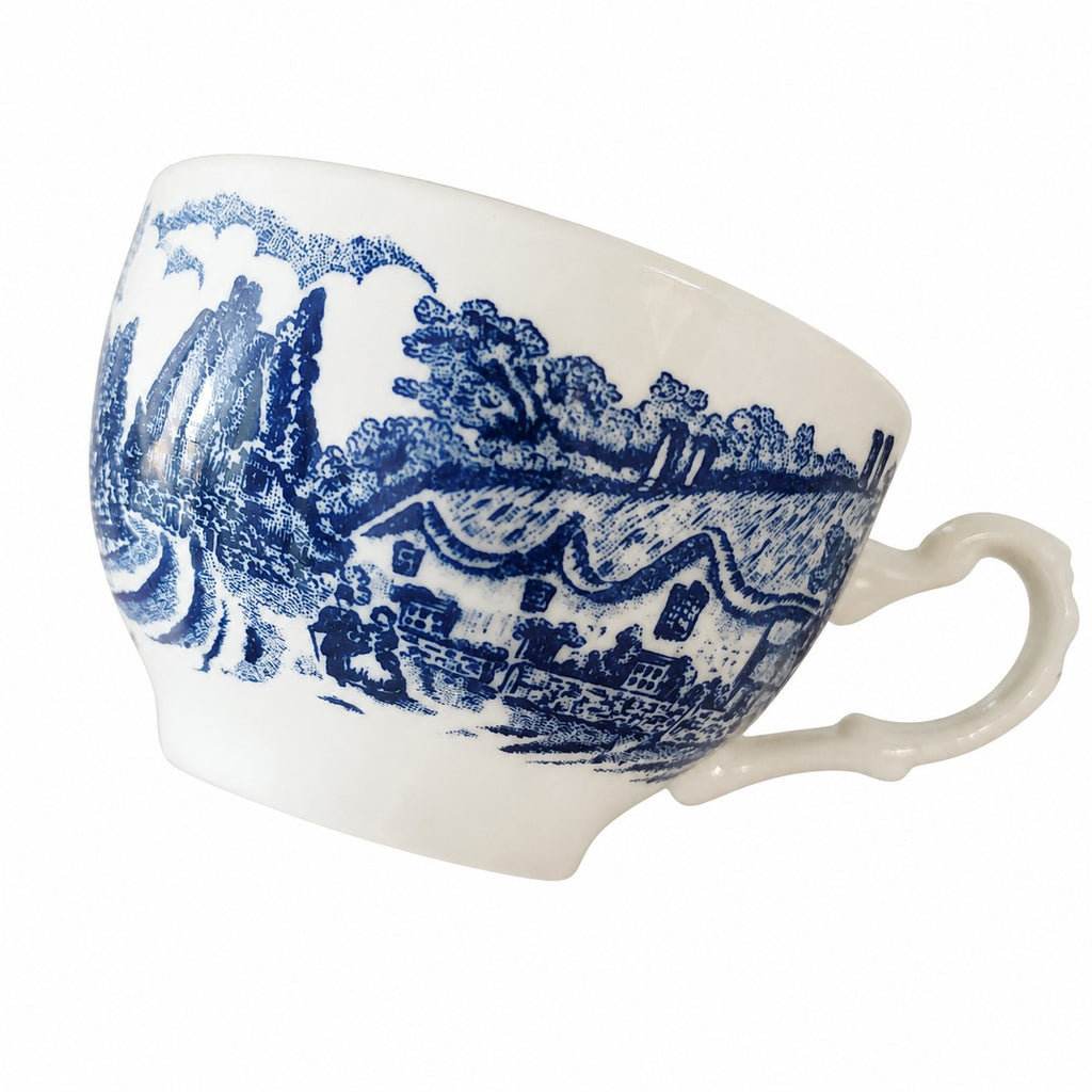 Lot de 4 tasses anglaises anciennes bleu et blanc