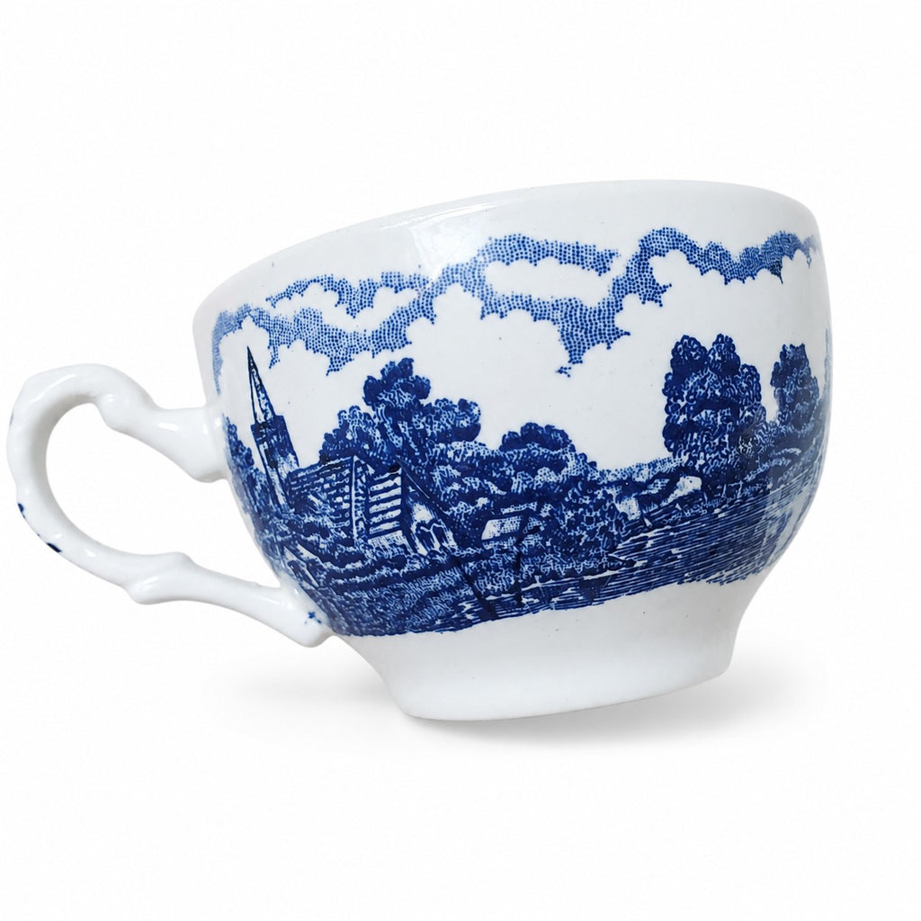 Lot de 4 tasses anglaises anciennes bleu et blanc