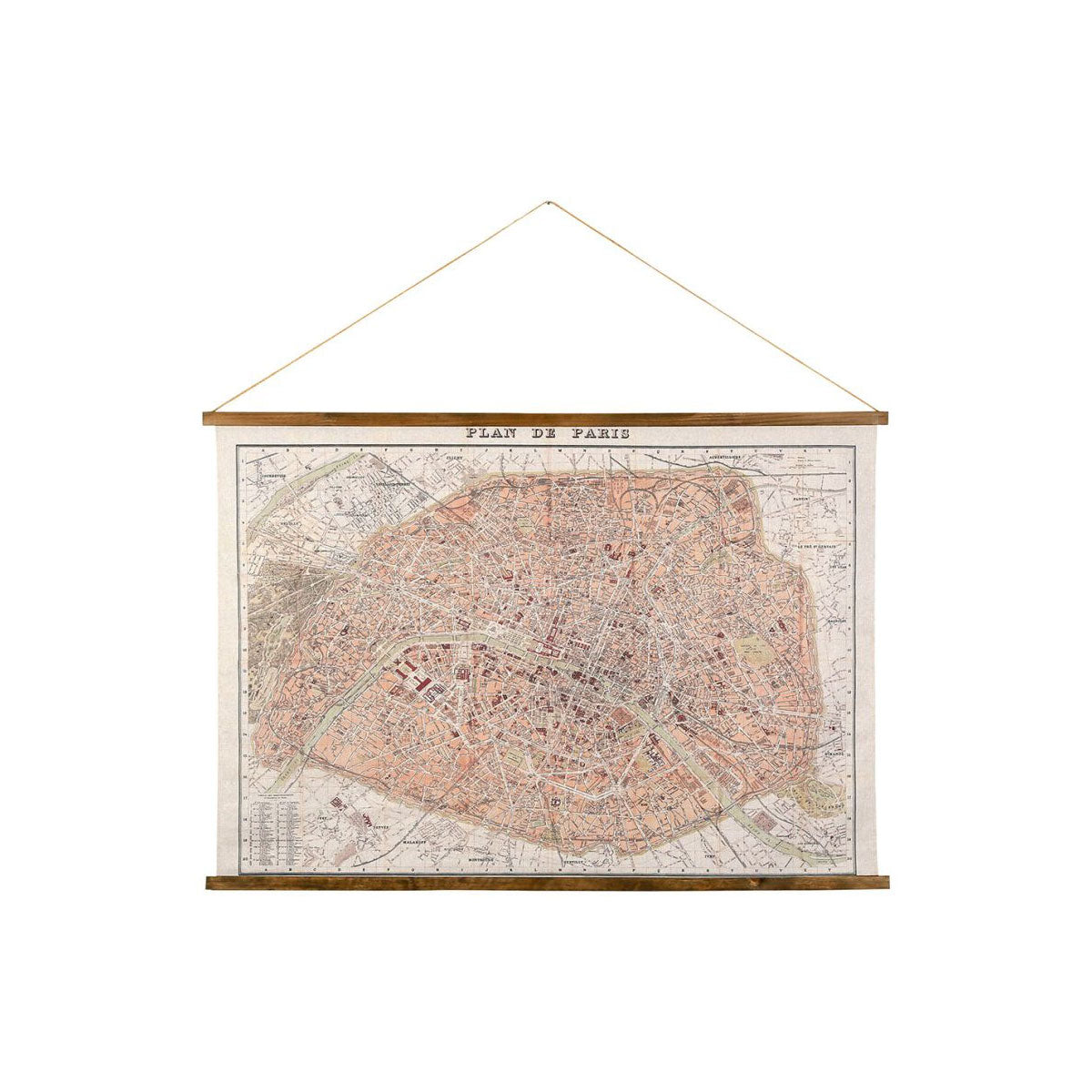 plan de paris en toile à suspendre pour une décoration campagne chic et maison de famille - Comptoir de famille - Maison Ysance 