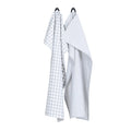 Torchon de cuisine gris clair et blanc 50x70 style campagne chic en textile recyclé