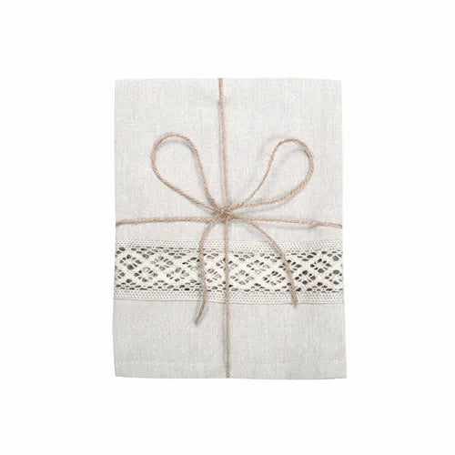 Torchon de cuisine coloris lin 50x70 en coton recyclé style campagne chic