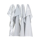 Torchon de cuisine recyclé blanc et gris 50x70 style campagne chic pour maison de charme