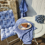 Torchon de cuisine blanc et bleu 50x70 style English cottage en textile recyclé