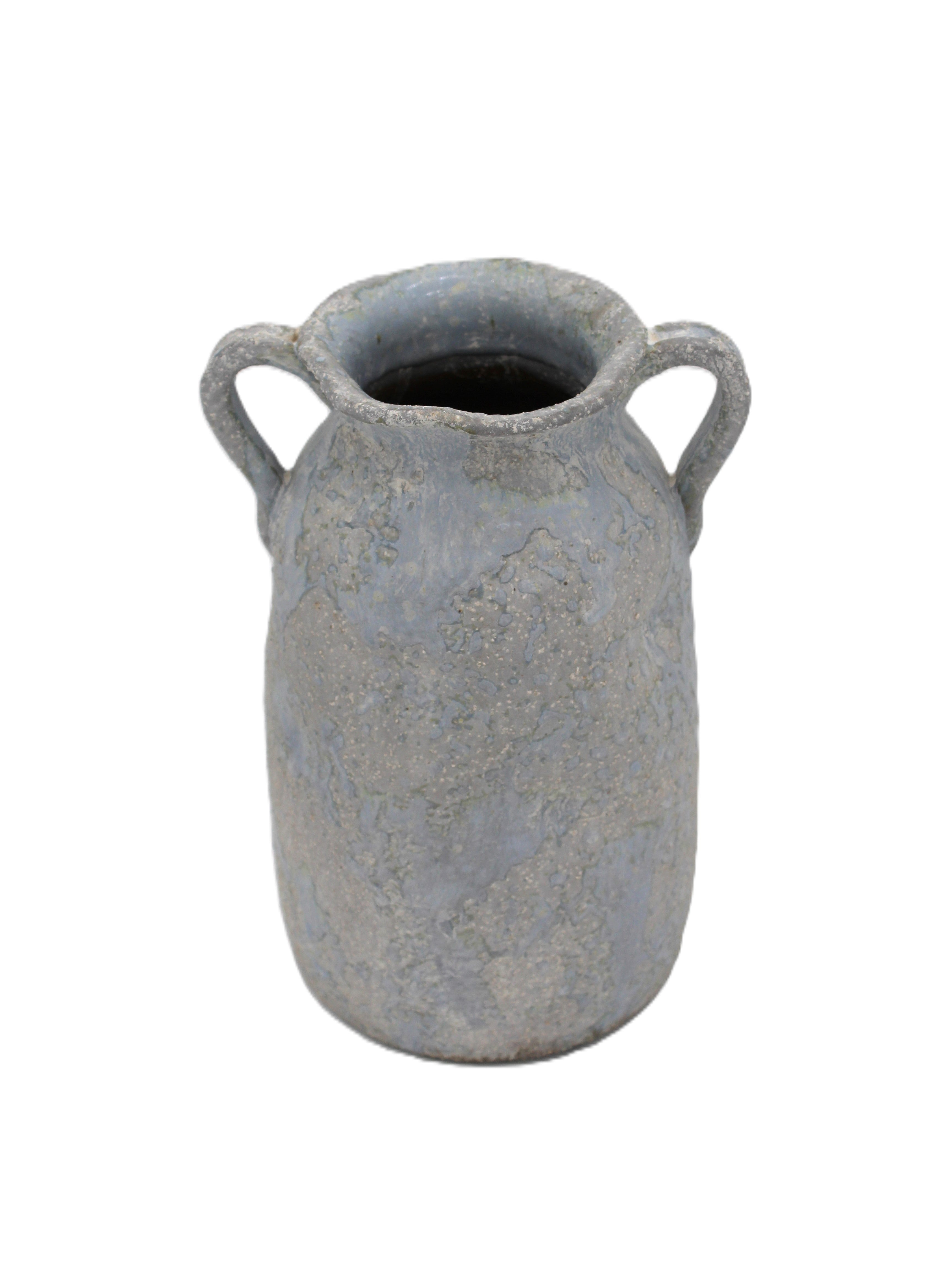 vase en terre cuite bleu-gris de style campagne chic -Clayre & Eef - Maison Ysance